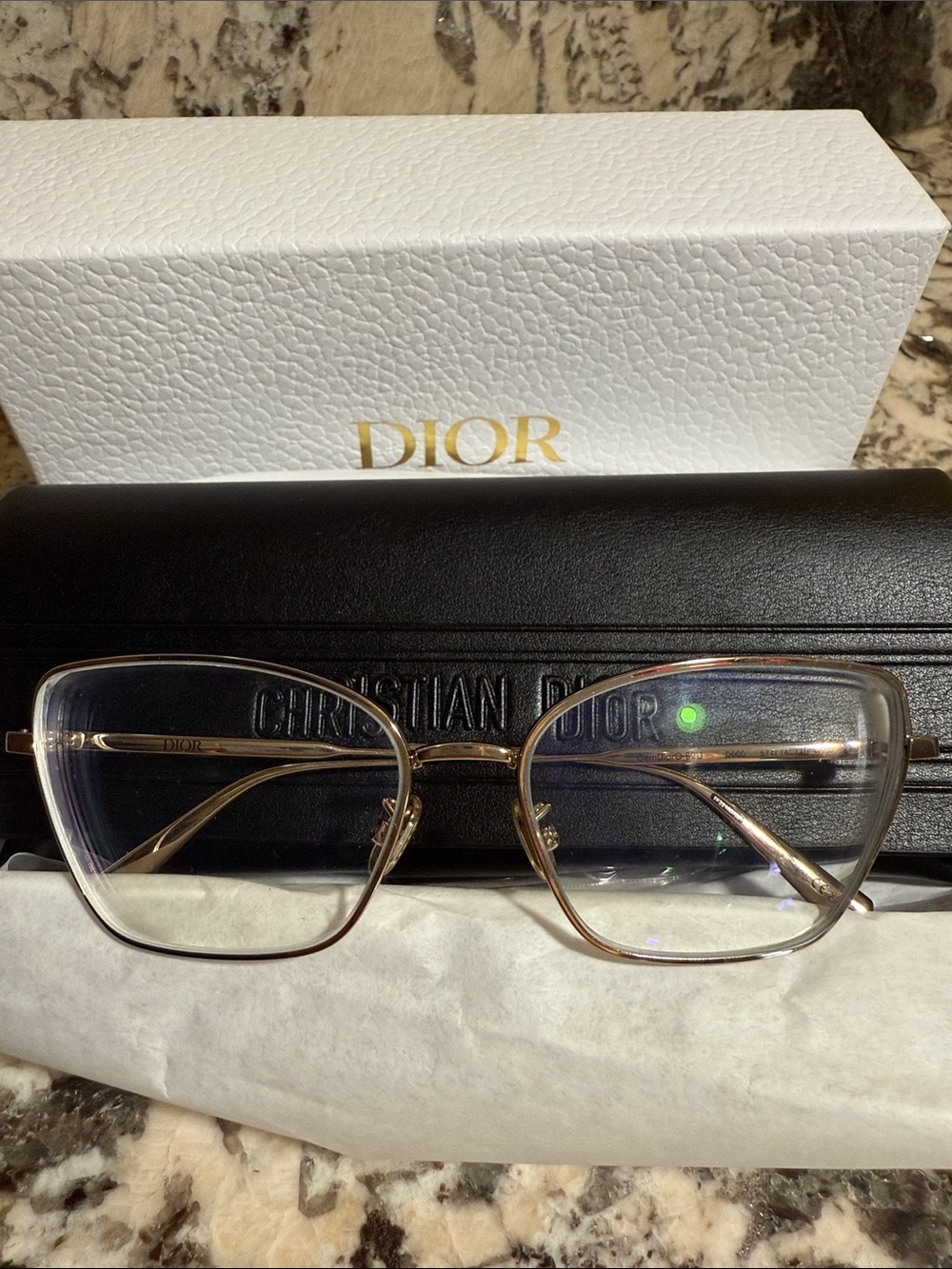 Dior Gold and Clear Metal Women's Eyewear Frames